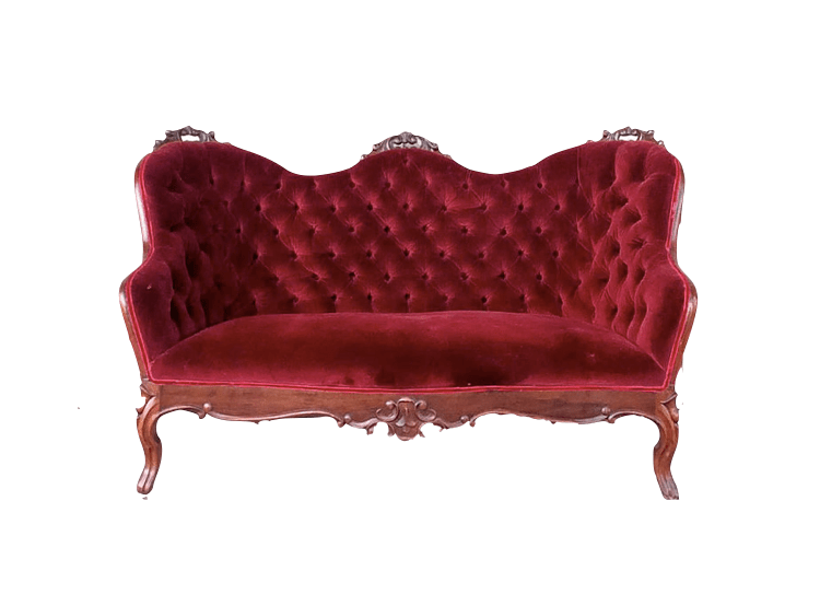 Petite Red Velvet Loveseat